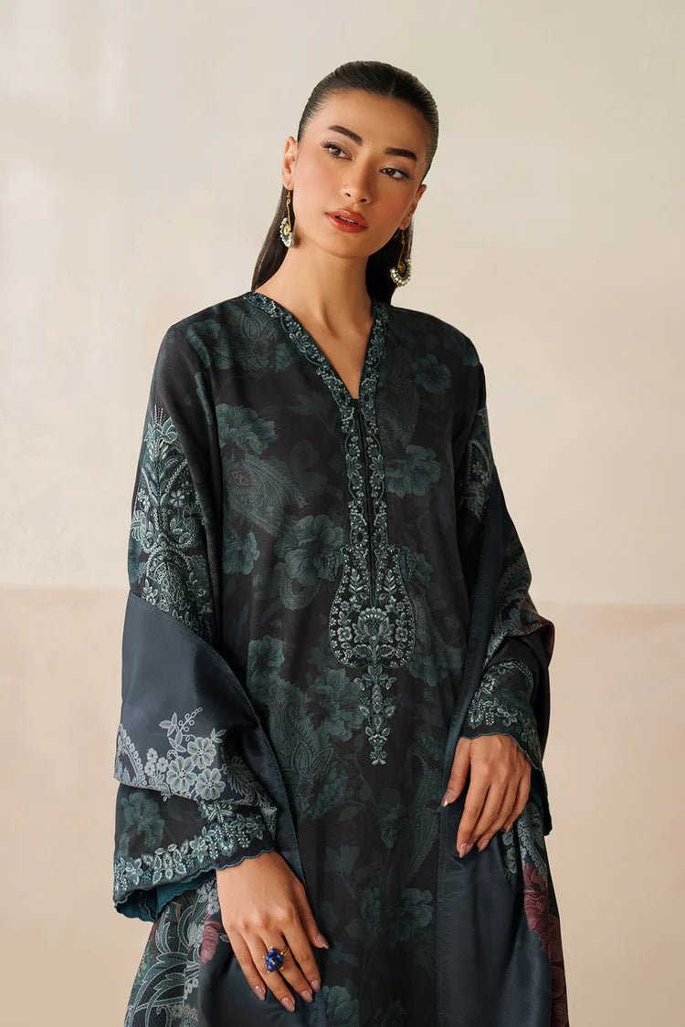 BAROQUE-3PC VISCOSE PRINTED EMB SHIRT WITH VISCOSE PRINTED DUPATTA AND TROUSER-ADR-2631