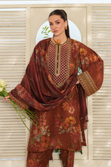 BAROQUE-3PC LAWN DIGITAL PRINTED EMB SHIRT WITH SILK PRINTED DUPATTA AND PRINTED TROUSER-ADR-022