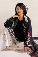 IZNIK-3PC DHANAK EMBROIDERED SHIRT WITH WOOL PRINTED SHAWL AND TROUSER-ADR-5091