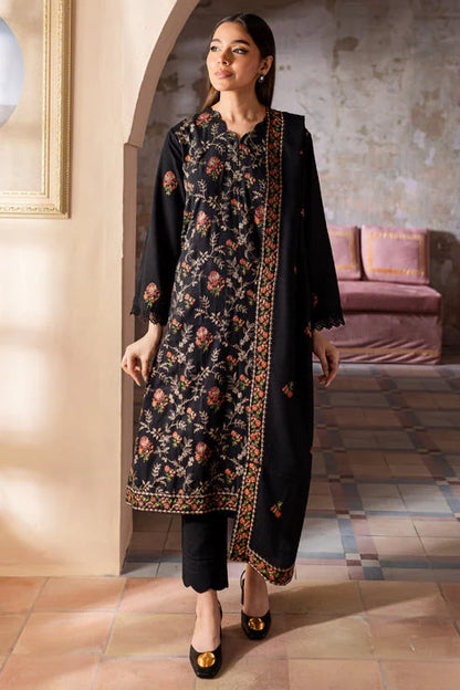 BAREEZE-3PC DHANAK EMBROIDERED SHIRT WITH DHANAK EMBROIDERED SHAWL & TROUSER-ADR-4227
