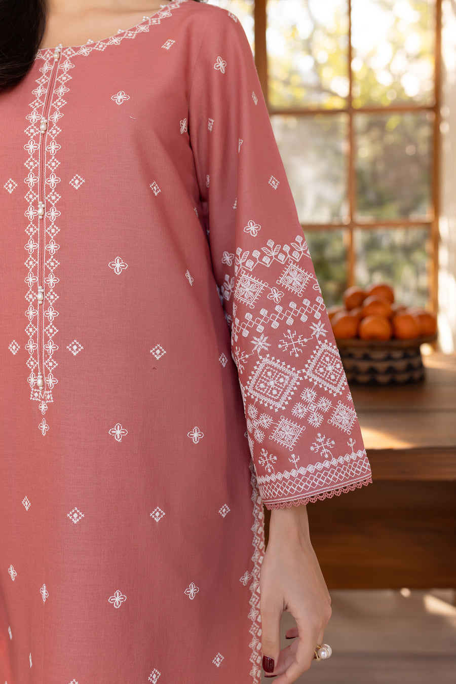 BATIK-2PC LAWN EMBROIDRED SHIRT WITH LAWN EMBROIDRED SLEEVES-ADR-3453