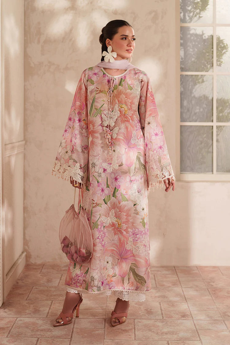BAROQUE-3PC LAWN DIGITAL PRINTED EMB SHIRT WITH SILK PRINTED DUPATTA AND TROUSER-ADR-054