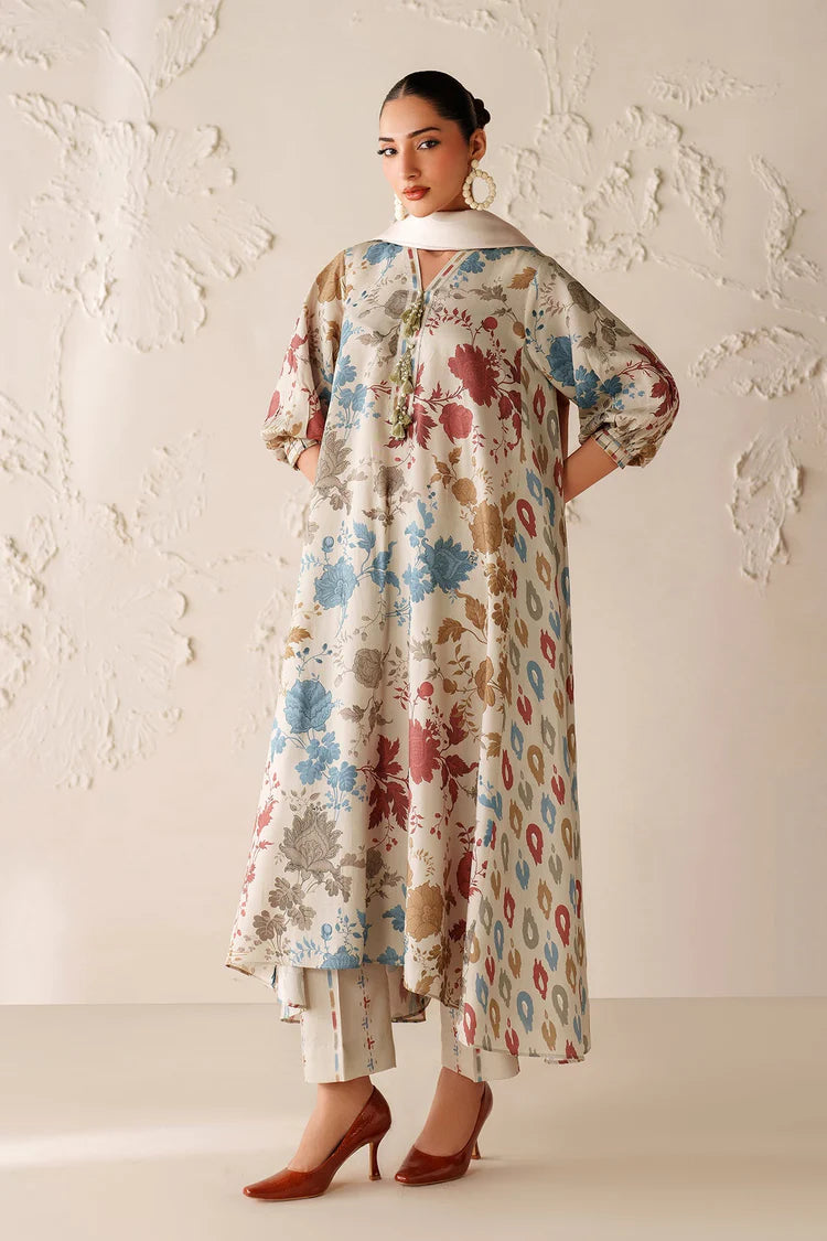 BAROQUE-3PC VISCOSE PRINTED SHIRT WITH VISCOSE PRINTED DUPATTA AND TROUSER-ADR-2641