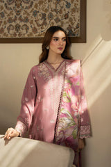 JAZMIN-3PC DHANAK EMBROIDERED SHIRT WITH WOOL PRINTED SHAWL AND TROUSER-ADR-5023