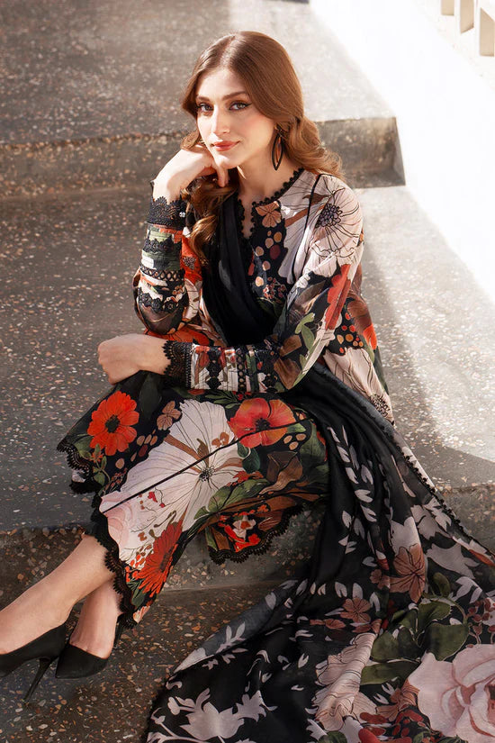 BAROQUE-3PC KHADDAR PRINTED SHIRT WITH KHADDAR PRINTED DUPATTA AND PRINT TROUSER-ADR-2623