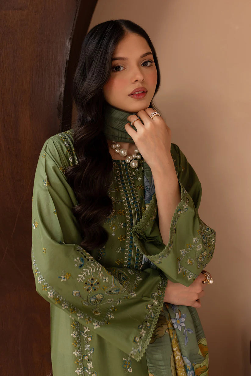 BATIK-3PC LAWN EMBROIDERED SHIRT WITH MONARK PRINT DUPATTA AND EMB TROUSER-ADR-3700