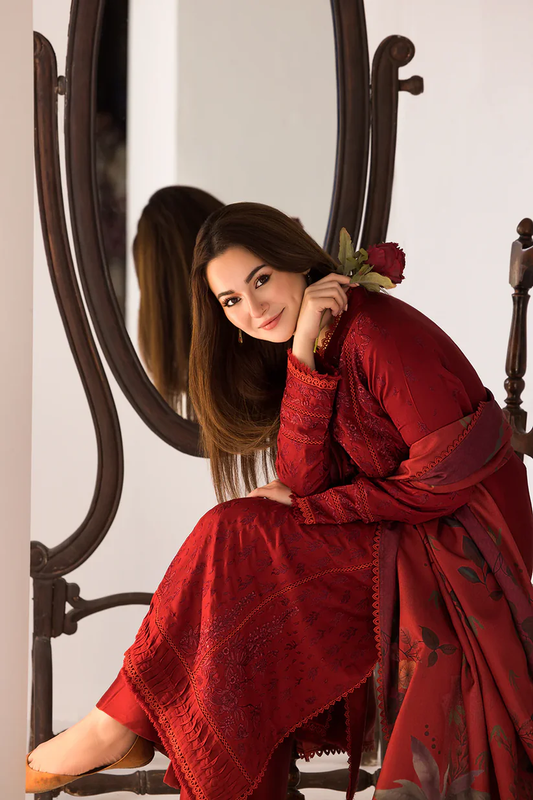 SOBIA NAZIR- 3PC LAWN EMBROIDERED SHIRT WITH MONARK PRINTED DUPATTA AND TROUSER-ADR-3614