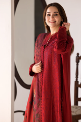 SOBIA NAZIR-3PC DHANAK EMBROIDERED SHIRT WITH COURTRAI PRINTED SHAWL AND TROUSER-ADR-4026