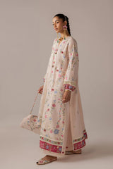 ELAN-3PC DHANAK EMBROIDERED SHIRT WITH KHADDI NET EMB DUPATTA & TROUSER-ADR-5187