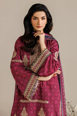 JAZMIN-3PC LAWN PRINTED EMBROIDERED SHIRT WITH BLOSSOM PRINT DUPATTA AND PRINT EMB TROUSER-ADR-005
