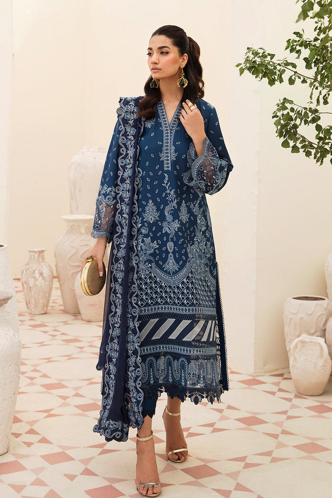 AFROZE-3PC LAWN EMBROIDERED SHIRT WITH CHIFFON EMBROIDERED DUPATTA AND TROUSER-ADR-3596