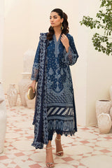 AFROZE-3PC LAWN EMBROIDERED SHIRT WITH CHIFFON EMBROIDERED DUPATTA AND TROUSER-ADR-3596
