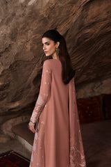 QALAMQAR-3PC LAWN EMBROIDERED SHIRT WITH KHAADI NET EMBROIDERED DUPATTA AND TROUSER-ADR-4754