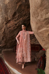 QALAMQAR-3PC LAWN EMBROIDERED SHIRT WITH KHAADI NET EMBROIDERED DUPATTA AND TROUSER-ADR-4754