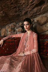 QALAMQAR-3PC LAWN EMBROIDERED SHIRT WITH KHAADI NET EMBROIDERED DUPATTA AND TROUSER-ADR-4754
