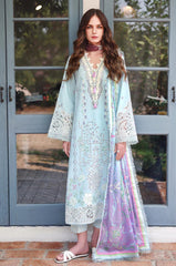 MUSHQ-3PC LAWN CHIKAN EMBROIDERED SHIRT WITH SILK PRINTED DUPATTA AND TROUSER-ADR-4905
