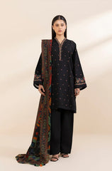 SAPPHIRE-3PC DHANAK EMBROIDERED SHIRT WITH COURTRAI PRINTED SHAWL & TROUSER-ADR-4242
