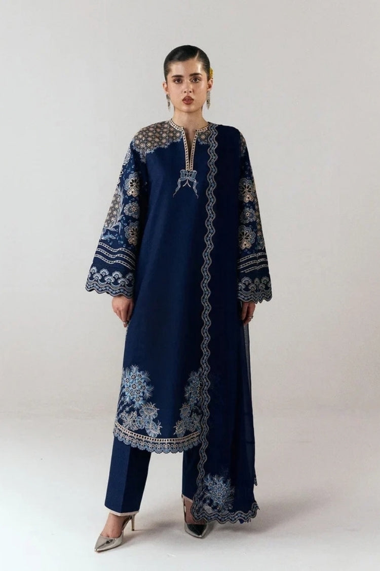 HUSSAIN REHAR-3PC DHANAK EMBROIDERED SHIRT WITH DHANAK EMBROIDERED DUPATTA AND TROUSER-ADR-5245
