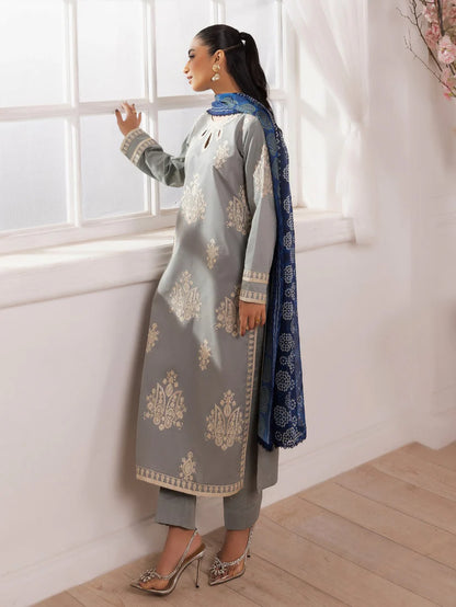 MOHAGNI-3PC LAWN EMBROIDERED SHIRT WITH MONARK PRINTED DUPATTA AND TROUSER-ADR-3741
