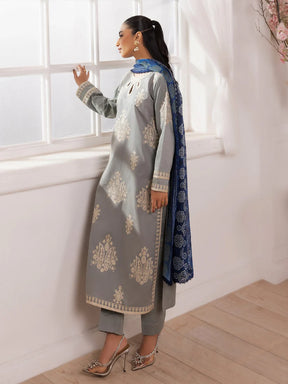 MOHAGNI-3PC LAWN EMBROIDERED SHIRT WITH MONARK PRINTED DUPATTA AND TROUSER-ADR-3741