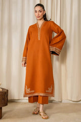 IZEL-2PIECE DHANAK EMBROIDERED SHIRT WITH DHANAK EMB SLEEVES-ADR-15082