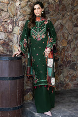SAPPHIRE-3PC KHADDAR EMBROIDERED SHIRT WITH COURTRAI PRINTED SHAWL AND TROUSER-ADR-4419