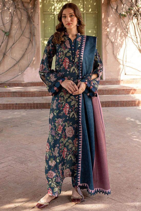 BAROQUE-3PC KHADDAR PRINTED SHIRT WITH KHADDAR PRINTED DUPATTA AND PRINT TROUSER-ADR-2647