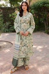 BAROQUE-3PC KHADDAR PRINTED SHIRT WITH KHADDAR PRINTED DUPATTA AND PRINT TROUSER-ADR-2643