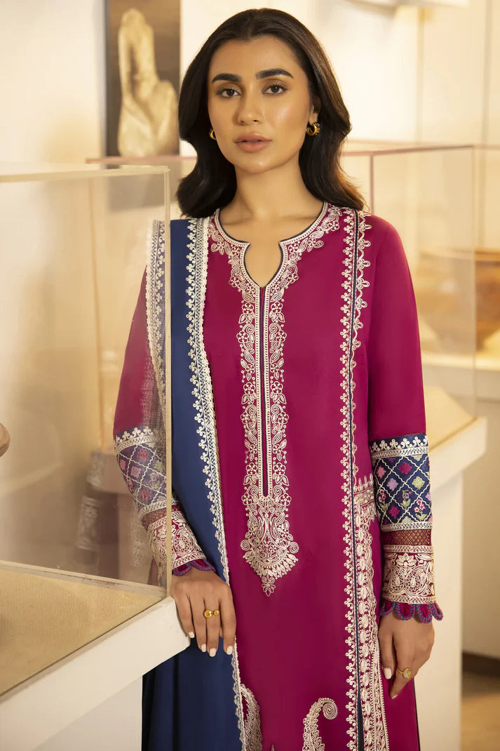 ZAHA - 3PC LAWN EMBROIDERED SHIRT WITH DIAMOND PRINTED DUPATTA AND TROUSER-ADR-2778