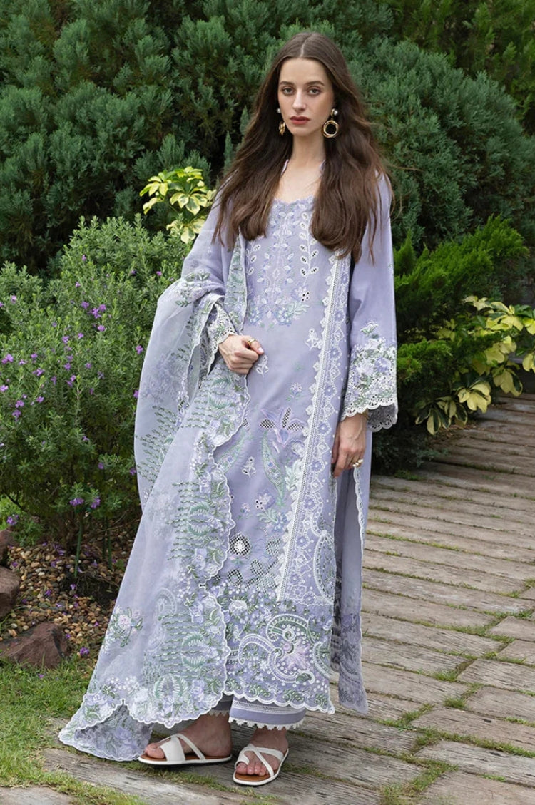 MUSHQ-3PC LAWN EMBROIDERED SHIRT WITH KHADDI NET EMB DUPATTA AND TROUSER-ADR-4804