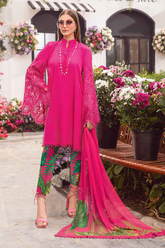 MARIA B - 3PC LAWN EMBROIDERED SHIRT WITH PRINTED DUPATTA AND TROUSER-ADR-2721