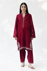 ZARA SHAHJAHAN-3PC DHANAK EMBROIDERED SHIRT WITH DHANAK EMBROIDERED SHAWL AND TROUSER-ADR-5021
