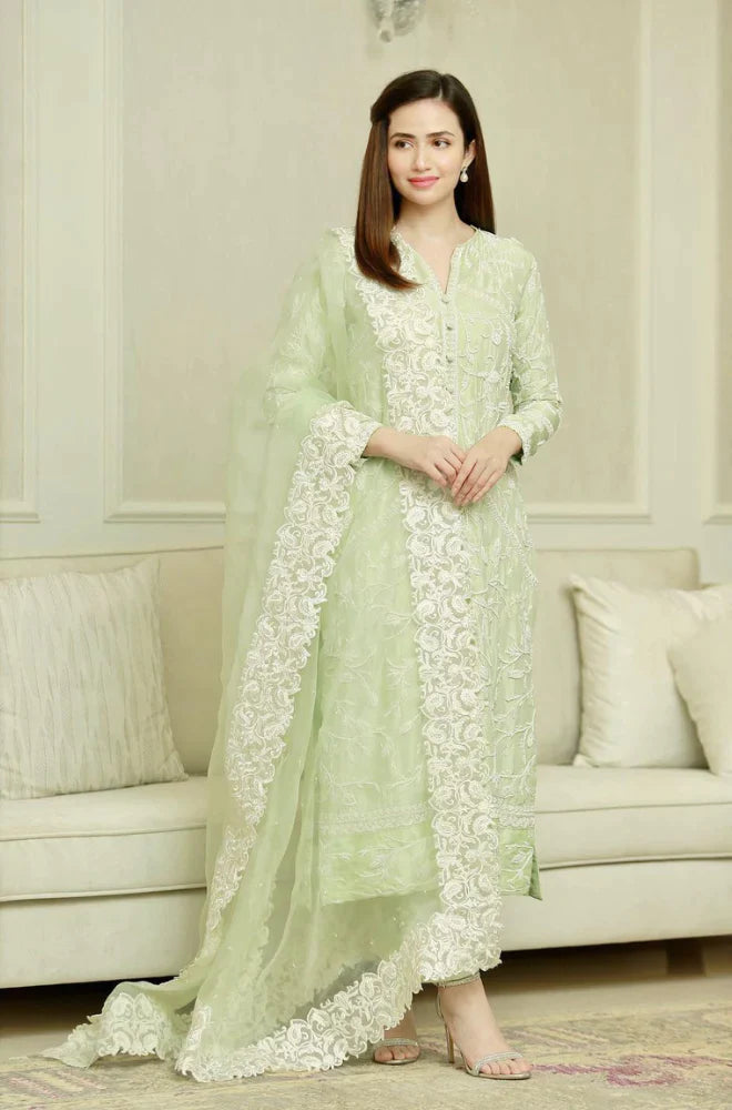 BAREEZE- 3PC LAWN EMBROIDERED SHIRT WITH ORGANZA EMBROIDERED DUPATTA & TROUSER-ADR-4605