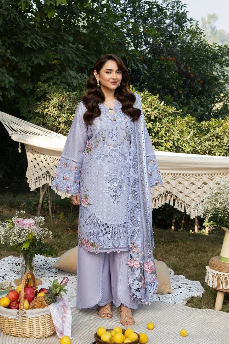 ELAF-3PC DHANAK EMBROIDERED SHIRT WITH DHANAK EMBROIDERED SHAWL AND TROUSER-ADR-5218