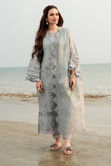 NUREH-3PC DHANAK LASER WORK EMBROIDERED SHIRT WITH CHIFFON EMBROIDERED DUPATTA & TROUSER-ADR-4214