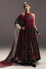 ZARA SHAH JAHAN-3PC DIGITAL PRINTED FROCK WITH SILK PRINTED DUPATTA & DYED TROUSER-ADR-076