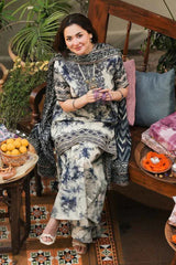 SAPPHIRE-3PC LAWN PRINTED EMB SHIRT WITH CHIFFON PRINTED DUPATTA AND PRINTED TROUSER-ADR-2527