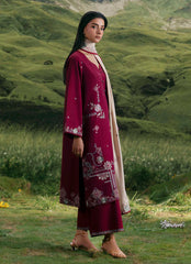 IMAGE-3PC KHADDAR EMBROIDERED SHIRT WITH DHANAK EMBROIDERED SHAWL AND KHADDAR TROUSER-ADR-4373