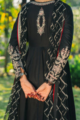 AFROZEH-3PC LAWN EMBROIDERED FROCK WITH CHIFFON EMB DUPATTA AND TROUSER-ADR-4921