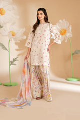 IZNIK-3PC LAWN PRINTED EMB SHIRT WITH SILK PRINTED DUPATTA AND PRINTED TROUSER-ADR-052