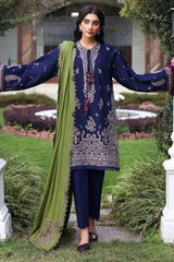 REPUBLIC WOMENSWEAR-3PC KARANDI EMBROIDERED SHIRT WITH KARANDI EMB SHAWL & TROUSER-ADR-5246