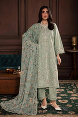 BATIK-3PC DHANAK EMBROIDERED SHIRT WITH COUTRAI PRINTED SHAWL AND TROUSER-ADR-5191