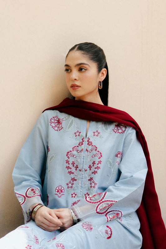 ZAHRA SHAHJAHAN-3PC DHANAK EMBROIDERED SHIRT WITH CHIFFON DUPATTA AND TROUSER-ADR-4215