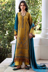 REPUBLIC WOMENSWEAR-3PC DHANAK EMBROIDERED SHIRT WITH DHANAK EMBROIDERED SHAWL AND TROUSER-ADR-5238