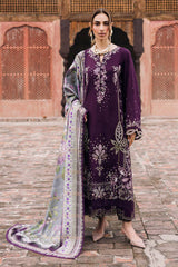 NUREH-3PC DHANAK EMBROIDERED SHIRT WITH COURTRAI PRINTED SHAWL & TROUSER-ADR-4351