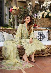 ELAF-3PC LAWN CHIKANKARI EMBROIDERED SHIRT WITH KHAADI NET EMB DUPATTA AND EMB TROUSER-ADR-4601