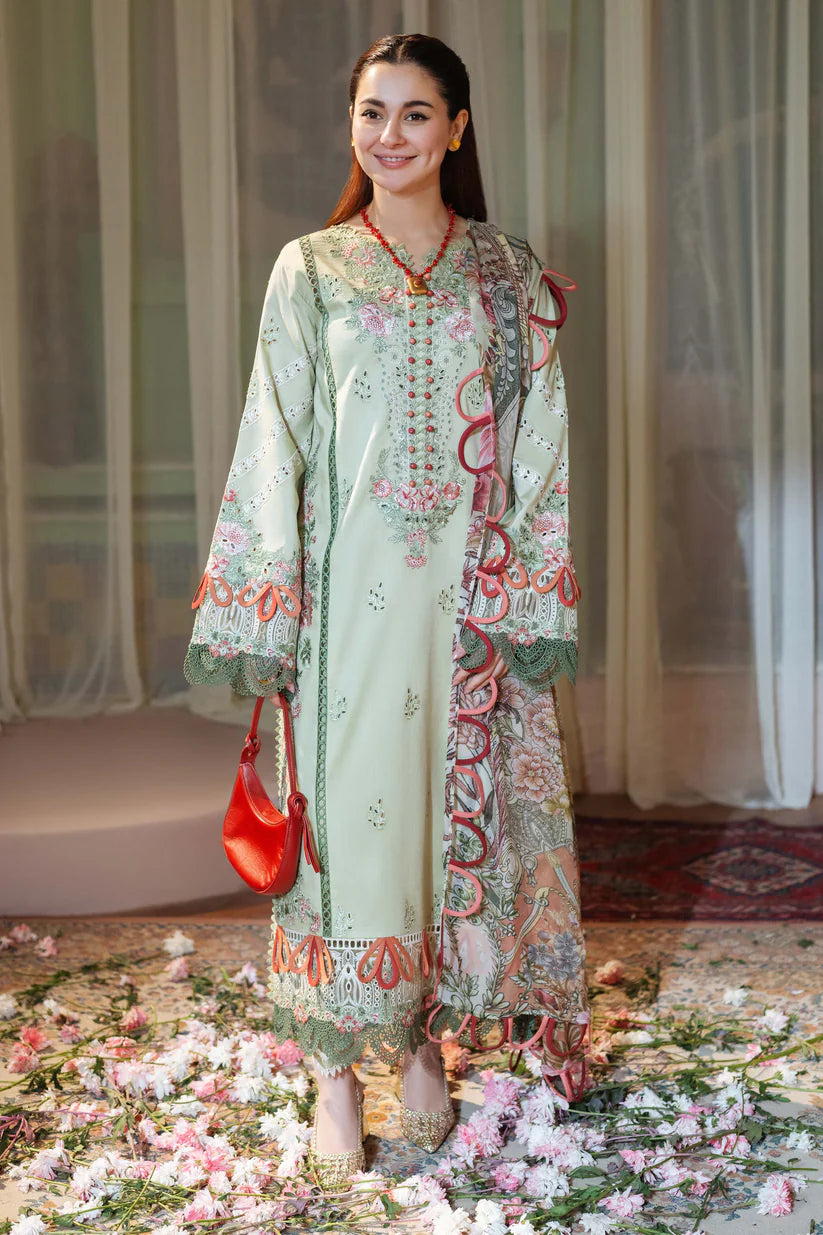 JADE - 3PC LAWN EMBROIDERED SHIRT WITH CHIFFON PRINTED DUPATTA AND TROUSER -ADR-3792