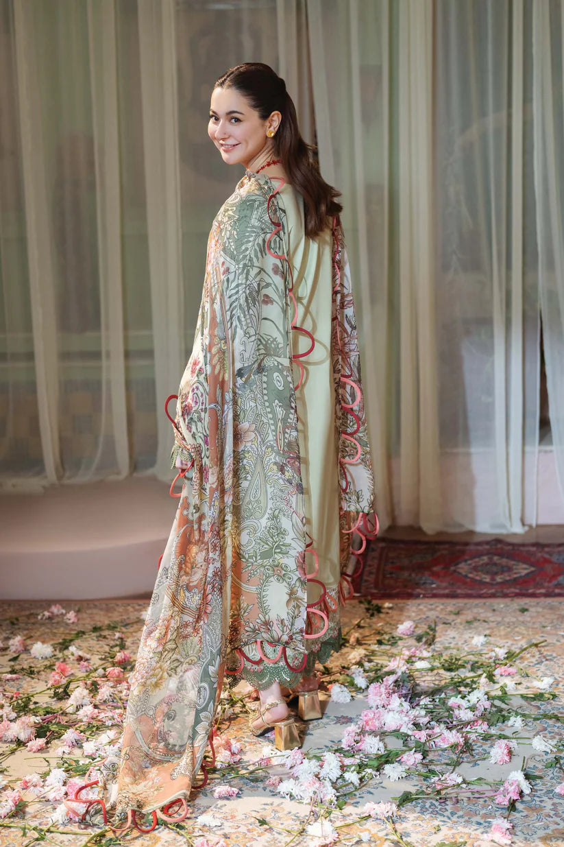JADE - 3PC LAWN EMBROIDERED SHIRT WITH CHIFFON PRINTED DUPATTA AND TROUSER -ADR-3792