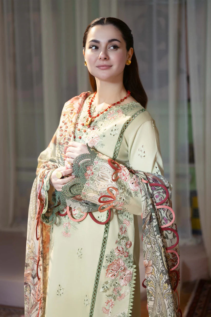 JADE - 3PC LAWN EMBROIDERED SHIRT WITH CHIFFON PRINTED DUPATTA AND TROUSER -ADR-3792