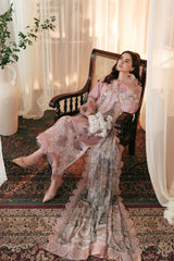 JADE-3PC DHANAK EMBROIDERED SHIRT WITH COUTRAI PRINTED SHAWL AND TROUSER-ADR-4036